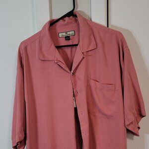 Tommy Bahama Men's XL Coral Short Sleeve Button Down Shirt 100% Silk